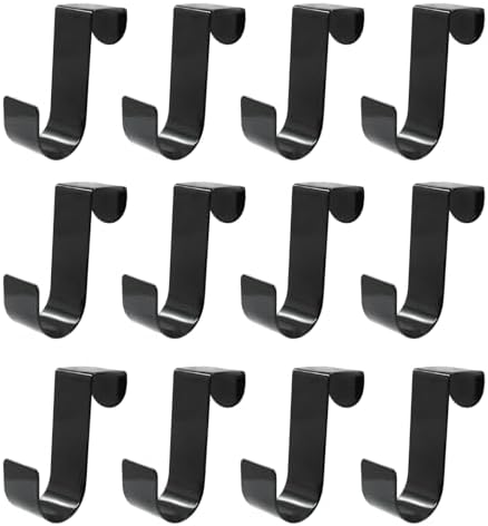 12 Pack Over The Cabinet Door Hook, 70mm Metal (Black) - Image 5