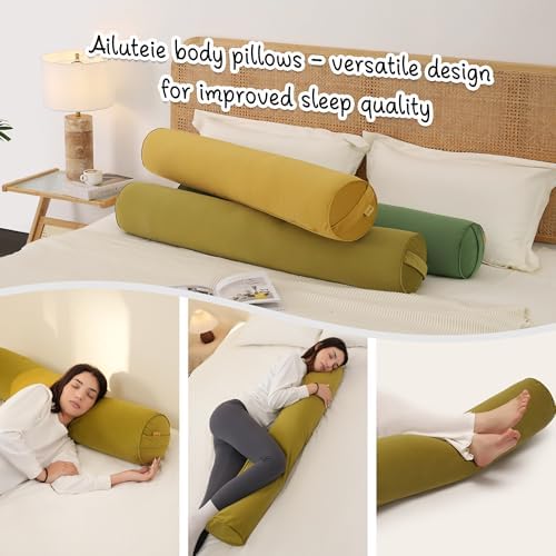 Long Round Body Pillow for Adults, 39.37 x 7.87 in, Golden Yellow - Image 6