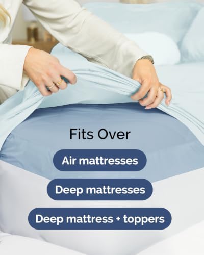 CGK Linens 2 Pack Extra Deep Full Fitted Sheets - Ice Blue - Image 7