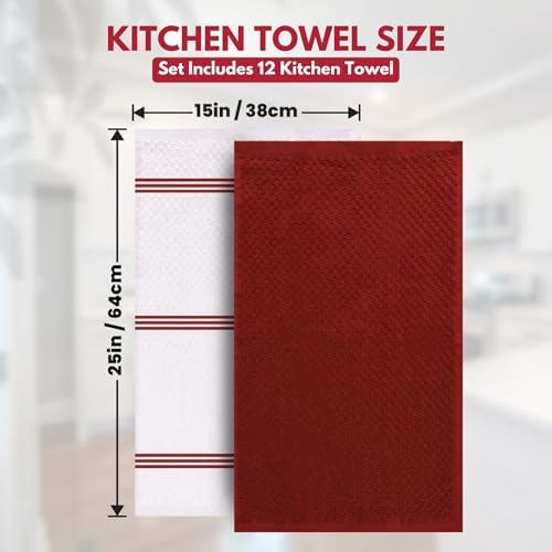Infinitee Xclusives Kitchen Towels -12 Pack - Cotton Dish Towel |15" x 25"| - Image 4