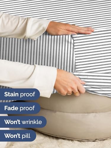 CGK Extra Deep Split King Single Fitted Sheet Only - Grey Stripes - Image 4