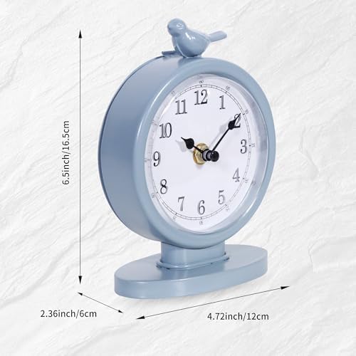 Classic Vintage Analog Mantel Desk Clock, Bright Blue - Image 2