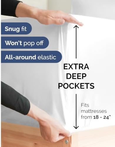CGK Linens 2 Pack Extra Deep Twin XL Fitted Sheets - White - Image 2