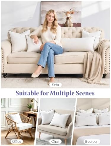Feather Down Throw Pillow Inserts 18x18in 2‑Pack White - Image 2