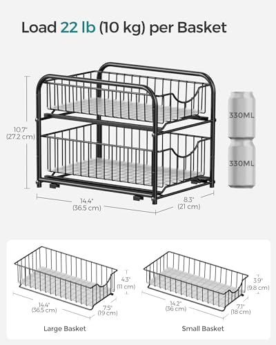 SONGMICS 2-Tier Pull Out Cabinet Organizers, Under Sink Organizer, Bathroom - Image 2