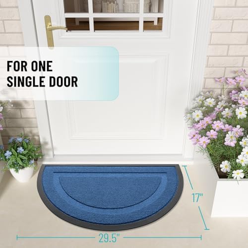 OLANLY Half Circle Front Door Mat Outside 29.5x17 All-Season Rubber Doormat - Image 2