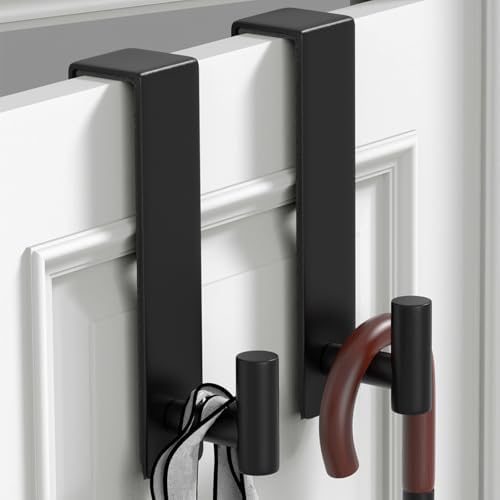 PMMASTO 7.5 Inch Over The Door Hooks, Black- 2 Pack, T Shape - Image 2