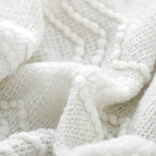 BOURINA Off White Throw Blanket 60x80Inch Boho Knit Soft Throw Sofa Blanket - Image 5