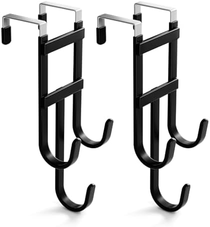 BAKON Over the Door Hooks, 2 Pack Heavy Duty Triple Hooks Fits Doors 1.6" by BAKON