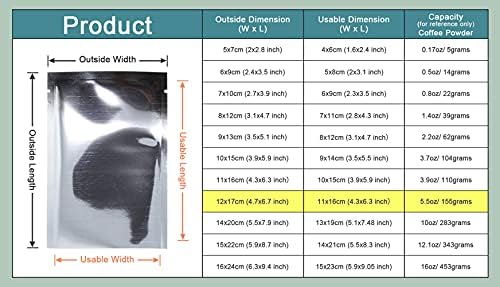 PABCK 100 Pack Silver Foil Pouch Open Top Heat Seal Mylar Bags 4.7x6.7 inch - Image 3
