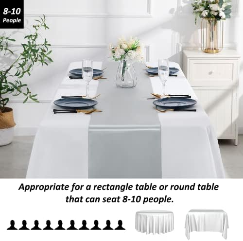 SiinvdaBZX 4 Pcs Silver Satin Table Runner 12 x 108 inches Long - Image 3