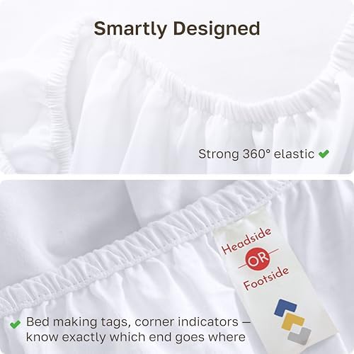 Pack of 2 100% Cotton Sateen Twin Size Fitted Sheet, White - Image 6