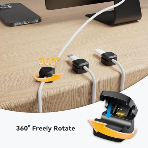 Daisyhome Rotatable Cord Organizer, Strong Adhesive Spring Cable Clips - Image 2