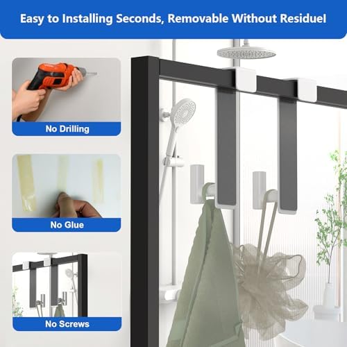 HUFEEOH 2-Pack Over The Door Hooks, Stainless Steel Door Hanger for Towels & Coats, Bathroom Towel Rack Coat Rack, Tool-Free Hooks for Hanging (White, Fits 1-3/4" Thick Door -T Shape 2 Pack) - Image 6