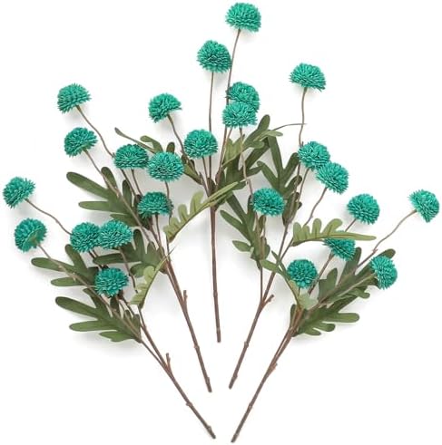 Floroom 5pcs Teal Green Faux Silk Mums Artificial Flowers, Bulk Fake Small Mini Chrysanthemums with Stems for DIY Wedding Centerpieces Floral Arrangements Vase Fillers Home Decorations by Floroom
