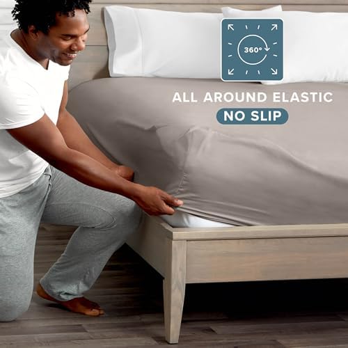 Bare Home King Fitted Sheet - 1800 Ultra-Soft (King, Khaki) - Image 3