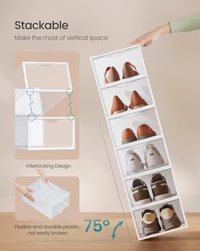 SONGMICS Shoe Boxes, Stackable Sneaker Containers for Closet, 12 Pack - Image 3
