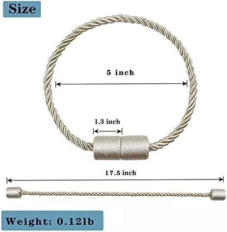 6 Pack Beige Strong Magnetic Curtain Tiebacks Outdoor Elegant Decorative Tie Backs Modern Rope Tiebacks for Drapes Window Curtain Holdbacks for Draperies - Image 2