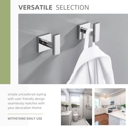 Angle Simple Towel Hooks for Bathroom, Polished Chrome, 2 Pack - Image 2