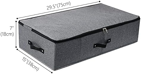 AMJ Foldable Under Bed Storage Basket Container [2 Pack] with Durable Fabric for Clothes, Shoes,Toys, Blanket, Comforter Organizers Bins, Black Grey - Image 3