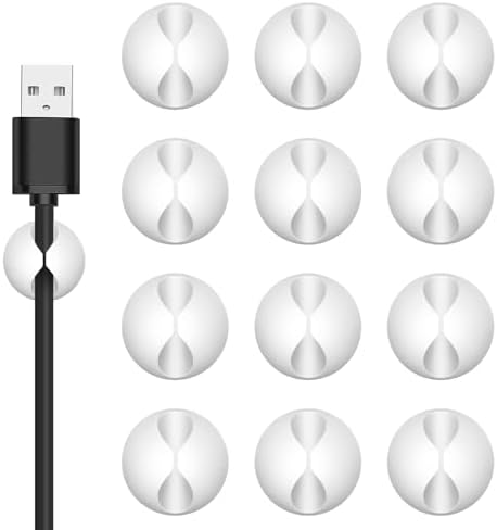 Flezoo 12PCS White Adhesive Cable Clips Cord Organizer for Wire Management by Flezoo