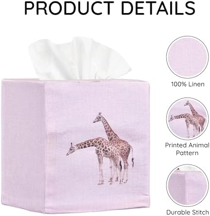 Square Tissue Box Cover Cute Set of 2, Giraffe - Image 4