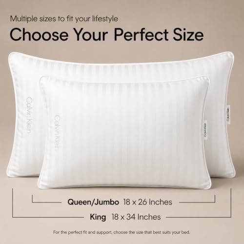 Calvin Klein Hotel Collection Bed Pillows Queen Size Set of 2, Medium Soft - Image 2