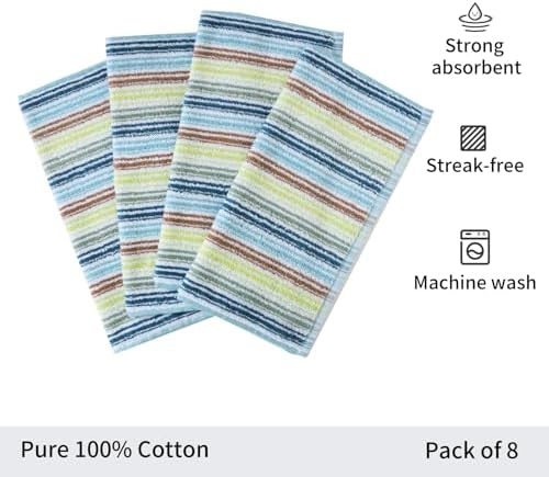 Oeleky Kitchen Dishcloths for Washing Dishes, Ultra Absorbent Dish Rags, Cotton Cleaning Cloths Pack of 16, 12x12 Inches (Mix-1, 12x12 inch) - Image 4