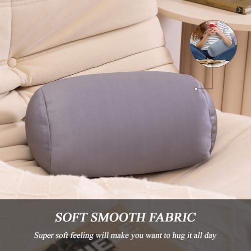 2Pcs Microbead Bolster Tube Neck Bed Body Pillows, 12 x 7 inches Squish Bean Bag Microbead Pillow for Sleeping Home Travel Neck Lumbar Support Rest Smooth Cool Touch (Black & Dark Grey) - Image 5