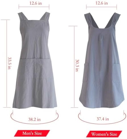 NEWGEM Japanese Cotton Linen Cross Back Cooking Apron for Women Men with Pockets Cute for Baking Kitchen - Image 5