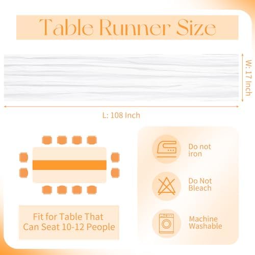 10 Pack White Cheesecloth Table Runner 17x108 Inch Boho Gauze Cheese Cloth Table Runners for Wedding Party Baby Shower Birthday Home Decor - Image 2