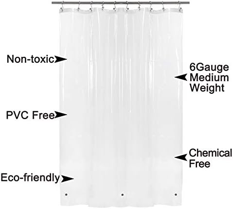 Barossa Design Plastic Shower Curtain Liner with 6 Magnets, Clear, 70x72 - Image 6
