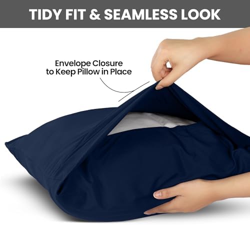 Pillow Covers King Size Set of 12, Soft and Comfy Pillow Cases, Navy - Image 3