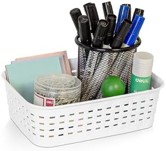 Soddeph Plastic Storage Baskets for Cabinets, Household Pantry Organization with Handle,Organizer Bins for Room,Bathrooms,Under-Sink,Kitchen (White, XS-3PACK) - Image 3