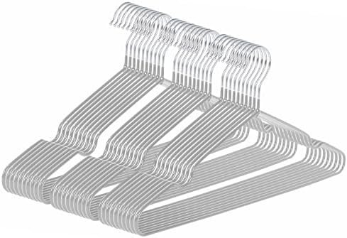 Ultra-Thin Metal Hangers, 30 Pack Non-Slip PVC Coated Space Saving Clothes Hangers for Closet, 16 inch Wide for Suits, Dresses, Jackets（Gray） by Unknown