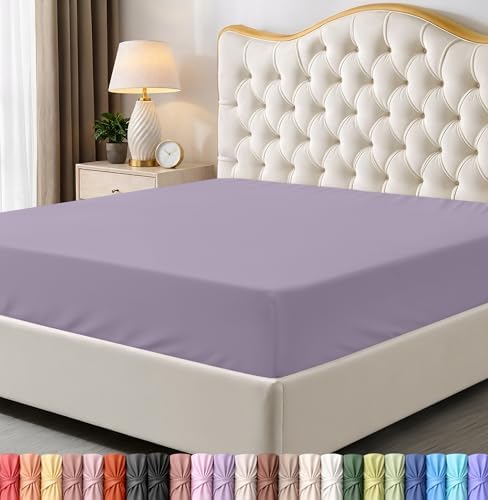 Twin Fitted Sheet, Ultra Soft Fits Up to 15 Inch Deep Pocket, Lavender by UTOPIABEDDING