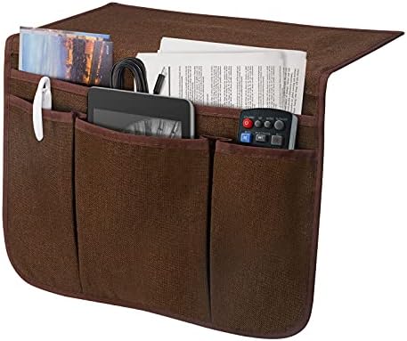 Bedside Caddy Bedside Storage Organizer Magazine Phone Tablet iPad Remote Holder, Organizer Caddy for Home College Dorm Bed, Sofa, Bunk Bed (Brown) by SYSOV