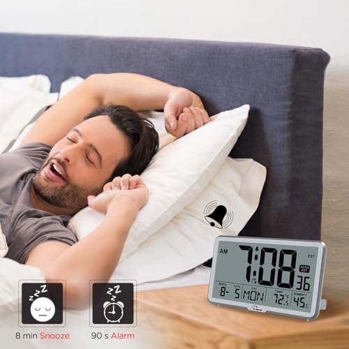 WallarGe Auto Set Digital Wall Clock Battery Operated, Auto DST - Image 6
