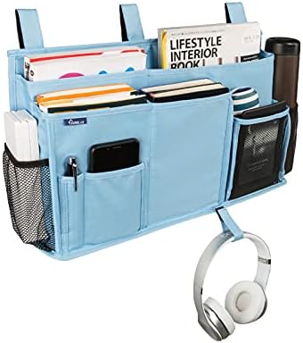 Surblue Bedside Caddy Hanging Bed Organizer Storage Bag Pocket for Bunk and Hospital Beds, College Dorm Rooms Baby Bed Rails, Camp 8 Pockets, (Large, Skyblue) - Image 2