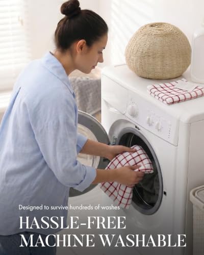 Bumble Kitchen Towels (6-Pack), 16"x28", 100% Cotton, Multicoloured Checked - Image 5