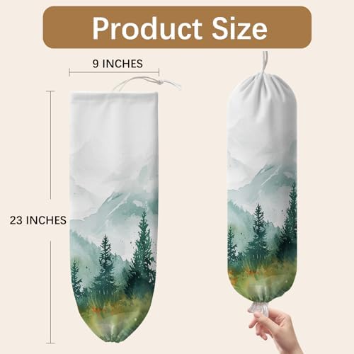 Forest Plastic Bag Holder Dispenser, Plastic Grocery Bag Organizer & Wall Mount Paper Trash Bags Saver Storage for Kitchen Home Pantry Decor, Forest Kitchen Decor Shopping Bags Storage Dispenser - Image 2