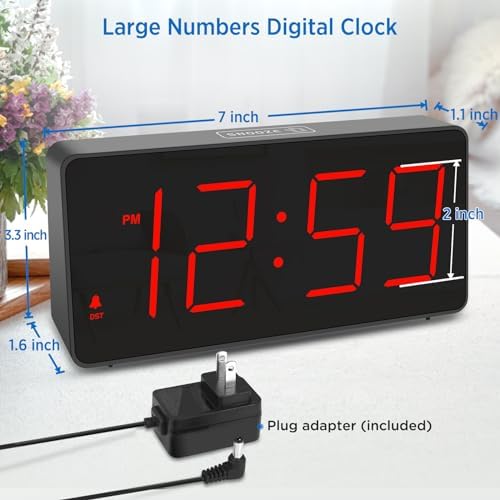Peakeep Digital Alarm Clock for Bedroom Bedside, Large Display 5 Dimmers - Image 2