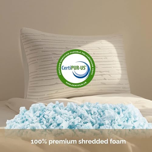 Clara Clark Memory Foam Pillows 2 Pack, Queen Size Bed Pillows for Sleeping, Adjustable Pillow Shredded Memory Foam Filling for Back Stomach & Side Sleeper, CertiPUR-US, Washable Bamboo Rayon Cover - Image 6