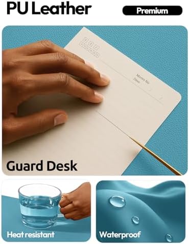 YSAGi Leather Desk Pad Protector, Office Desk Mat, Large Mouse Pad, Non-Slip PU Leather Desk Blotter, Laptop Desk Pad, Waterproof Desk Writing Pad for Office and Home (Turquoise, 23.6" x 13.8") - Image 4