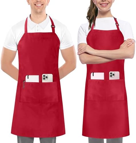 Utopia Kitchen Bib Aprons 2 Pack Adjustable With 2 Pockets by UTOPIAKITCHEN