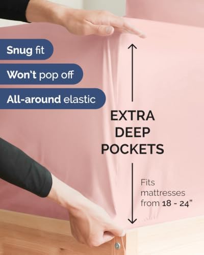 CGK Linens 2 Pack Extra Deep Queen Fitted Sheets - Baby Pink - Image 2