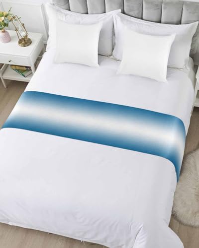 DecorLovee Blue Ombre Bed Runners for Cal King Size Bed, Modern Abstract Decorative Bed Throws for Foot of Bed, Blue White Gradient Bed Runner Sofa Throw Bedding Scarf Protector Slipcover for Bedroom - Image 5