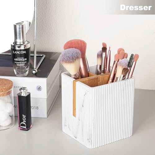 Toothbrush Holders for Bathroom, 3 Slots Toothbrush Organizer, Marble White - Image 6