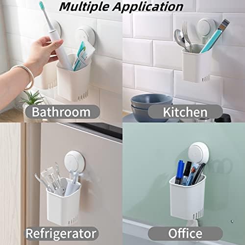 LEVERLOC Powerful Suction Cup Toothbrush Holders for Bathroom 2Pack, White - Image 3