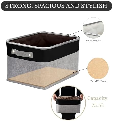 DECOMOMO Storage Bins, Large Fabric Storage Baskets for Shelves 3 Pack - Image 3